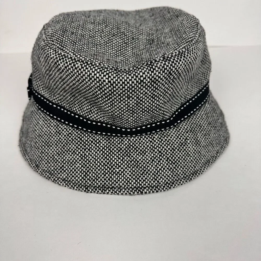 Nine West Nine & Co Women's Bucket Hat Black & White Tweed with Grosgrain Ribbon